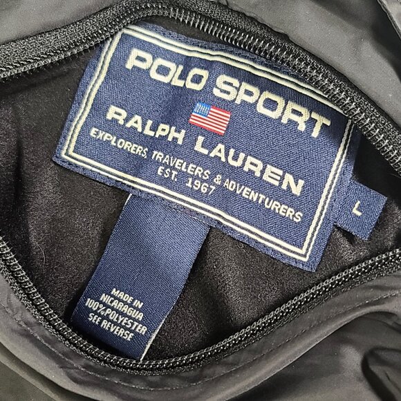 Vintage Polo Sport Vest Men Large Black Jacket Zip Up Reversible Fleece USA Warm - Picture 3 of 15